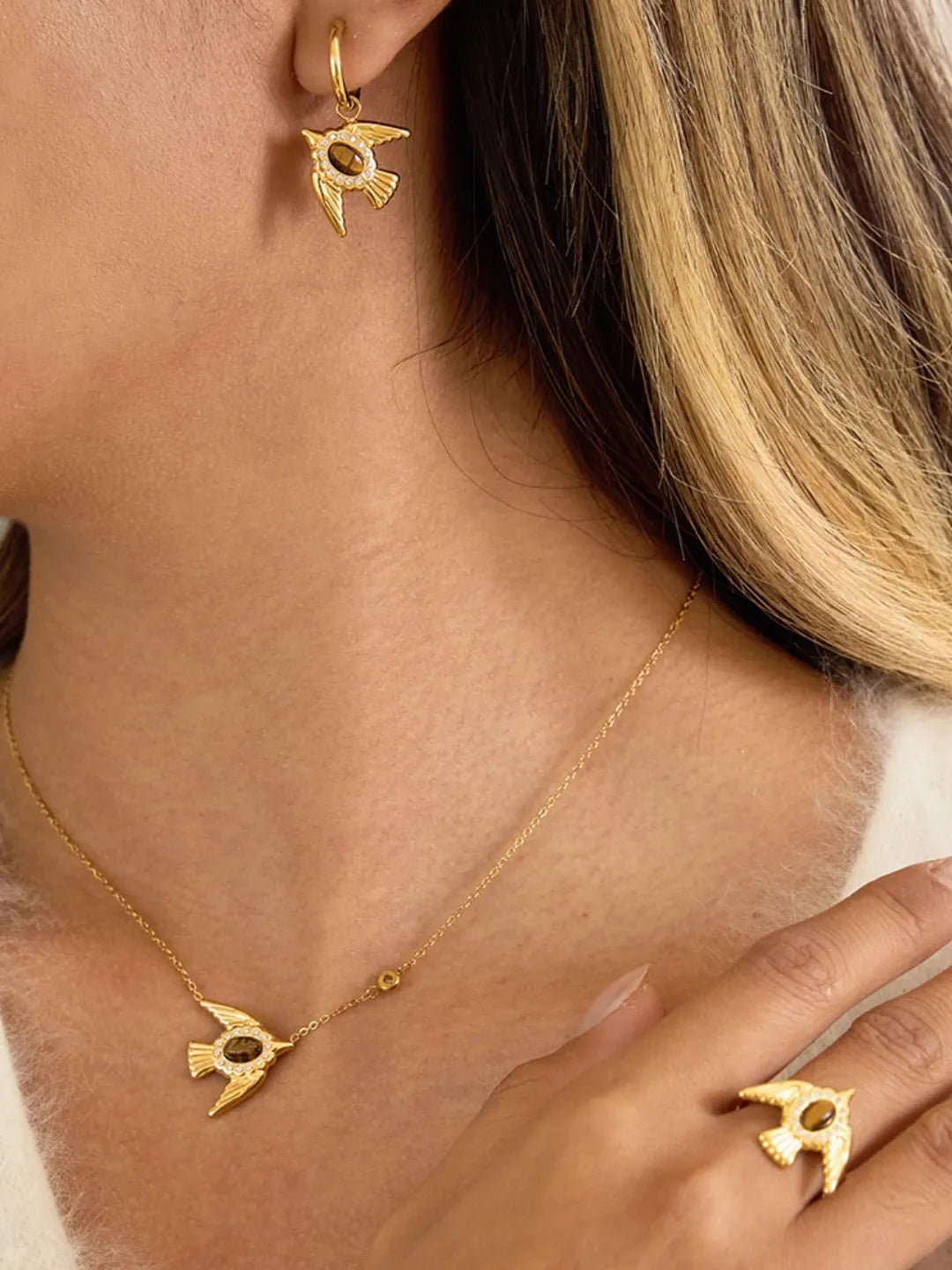 TIGER EYE DOVE NECKLACE