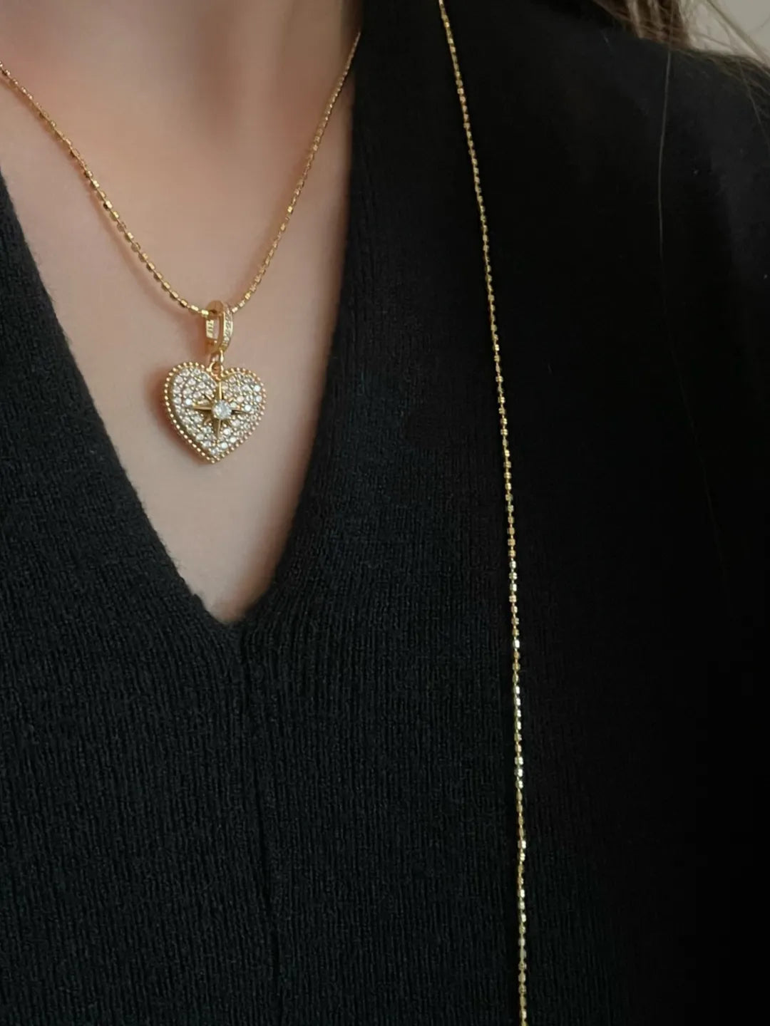 PAVE STAR HEART PENDANT