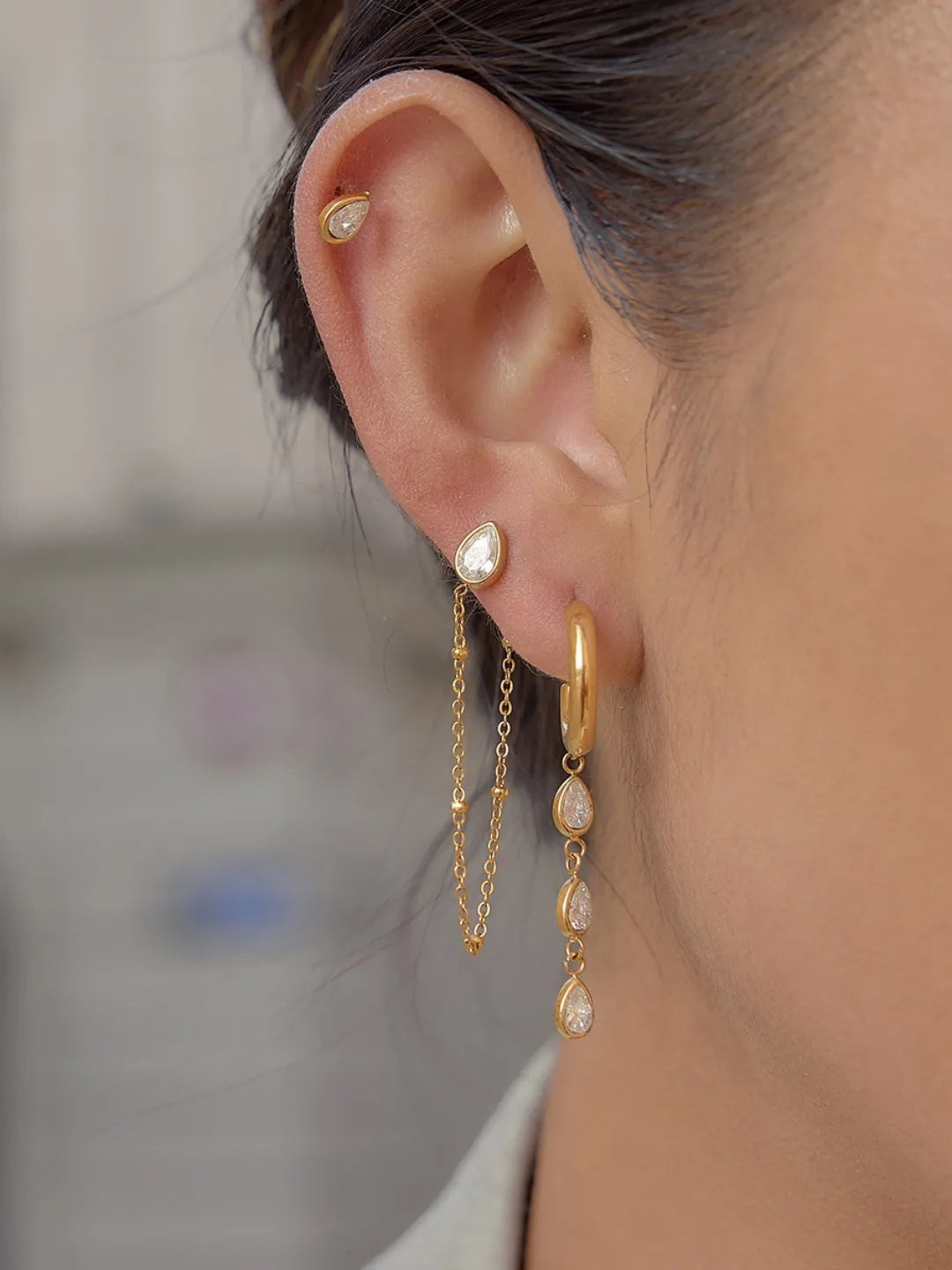 CZ TASSEL EARRINGS SET