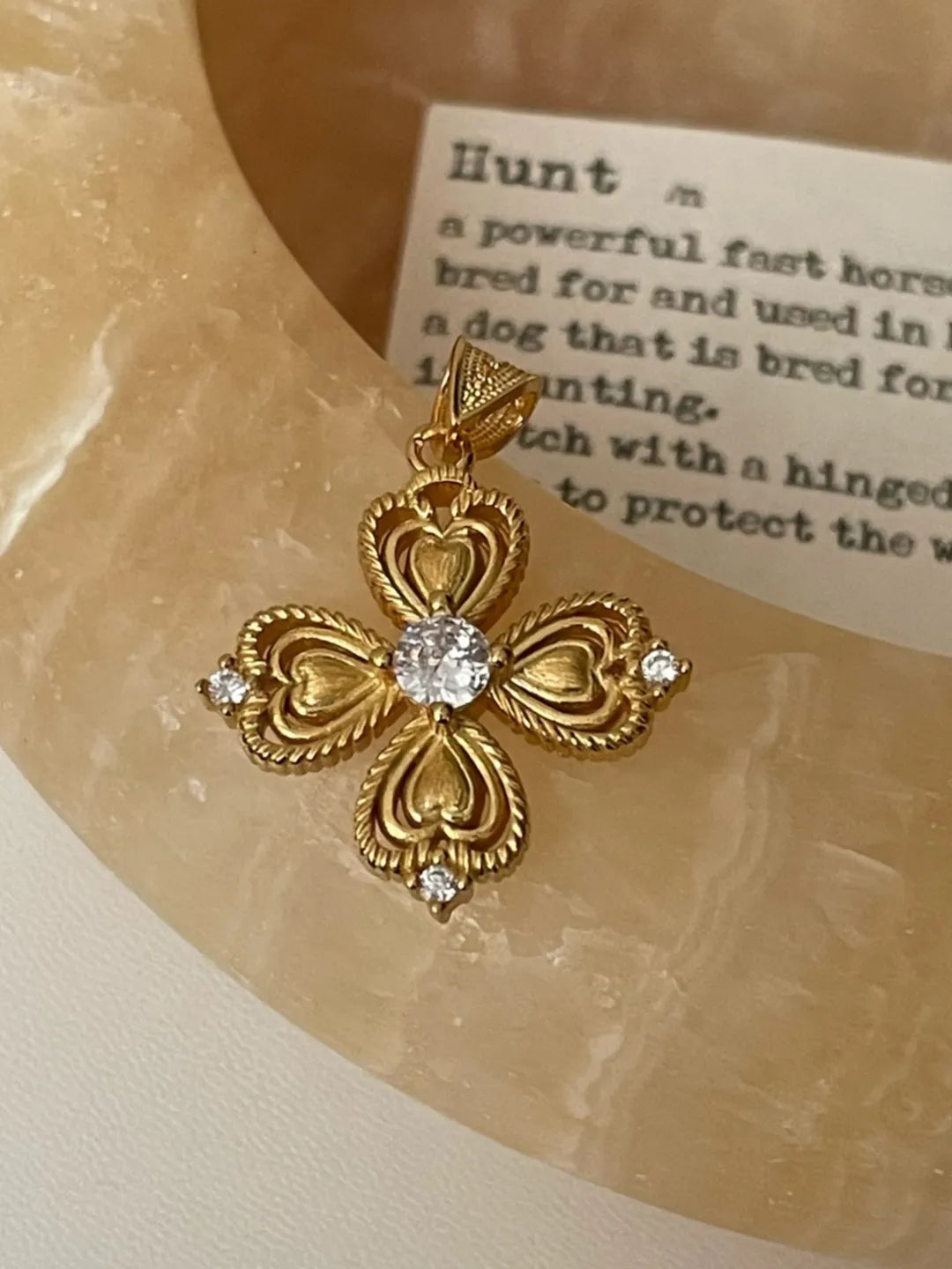 PAVE CLOVER HEART PENDANT