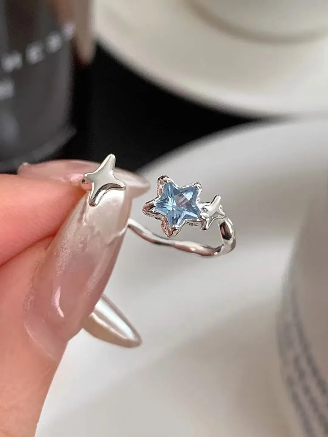 BLUE STAR SILVER RING