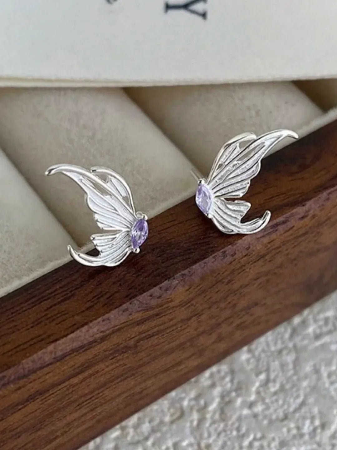 BUTTERFLY CZ SILVER STUDS