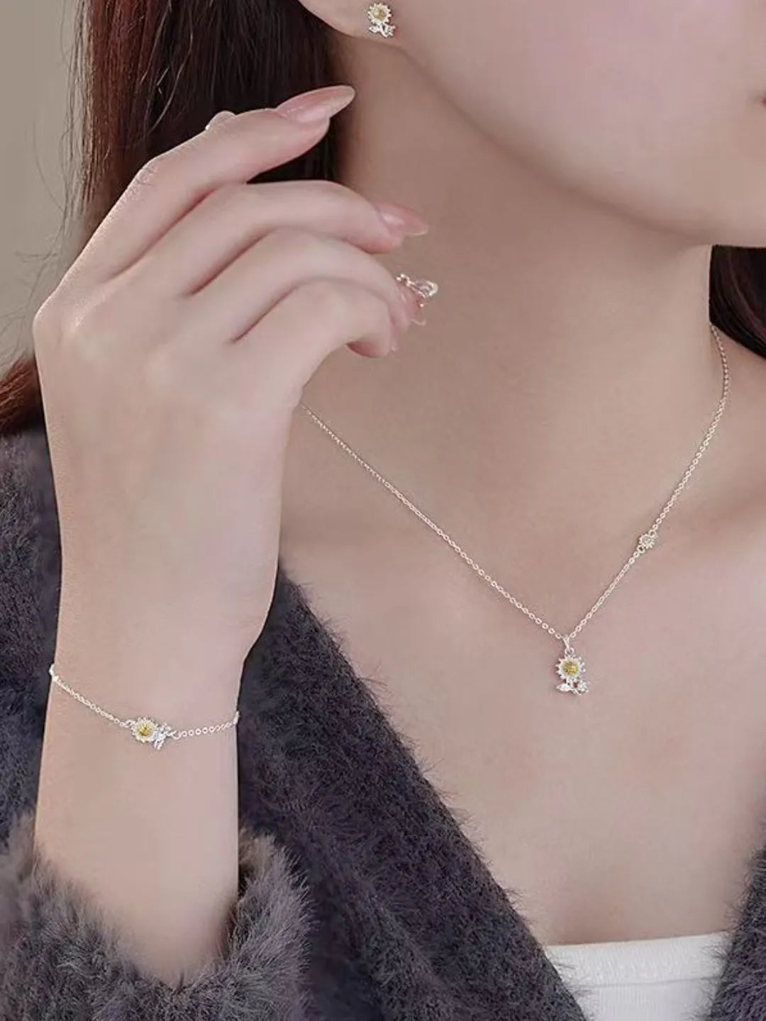 PAVÉ SUNFLOWER SILVER JEWELRY