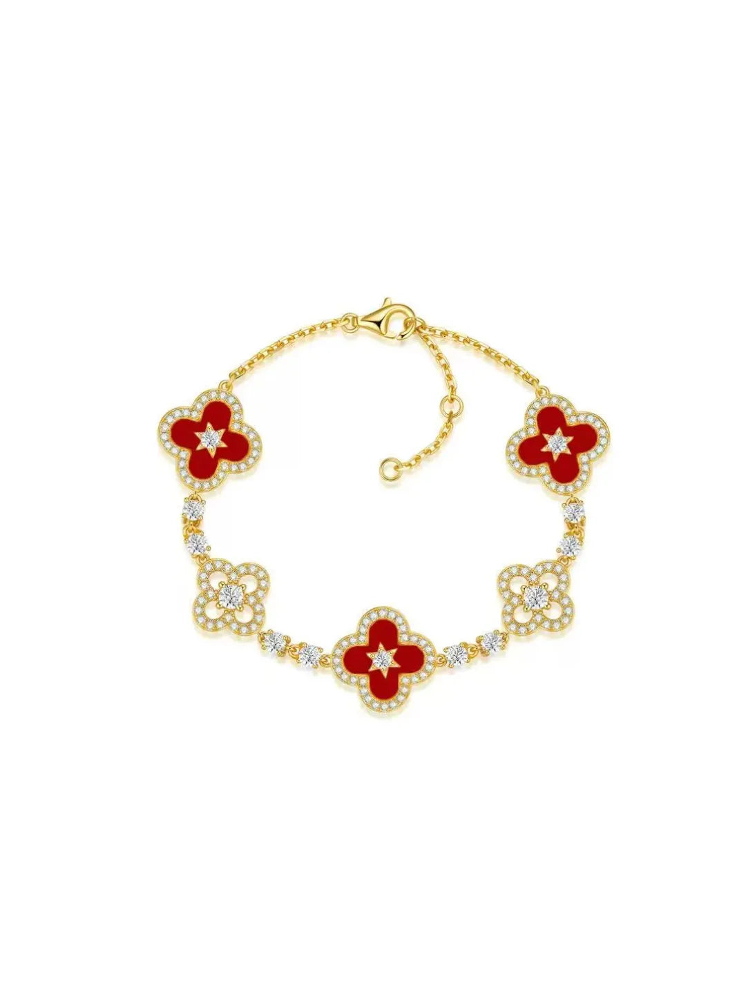 STAR CLOVER RED SILVER JEWELRY