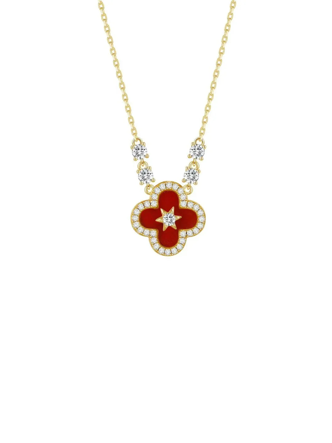 STAR CLOVER RED SILVER JEWELRY