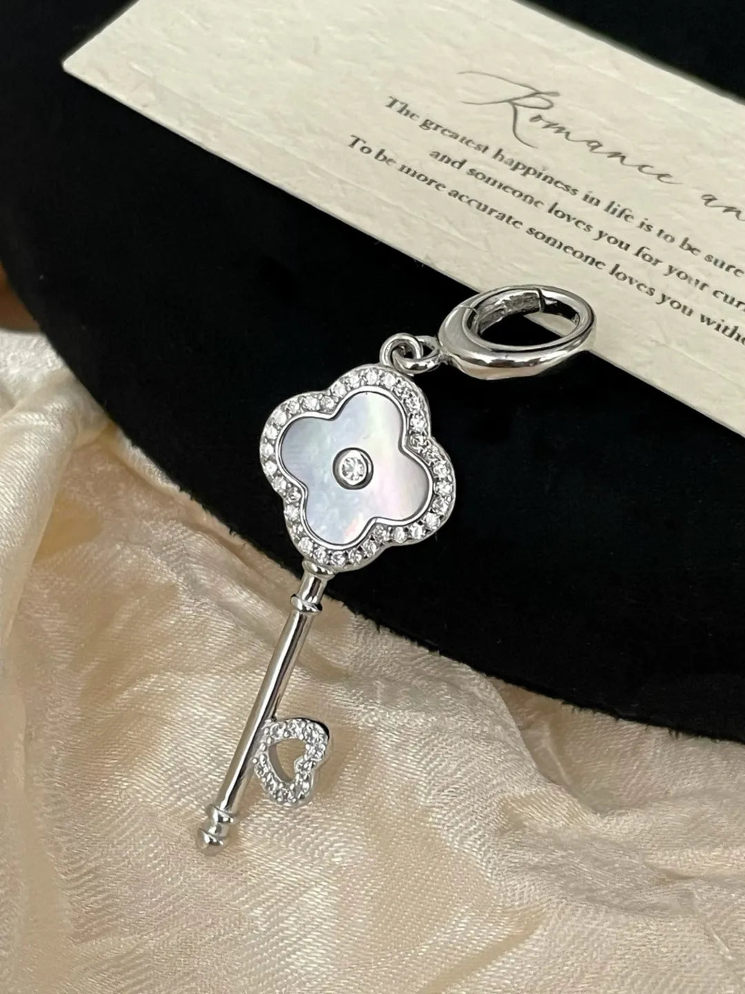 PAVE CLOVER KEY PENDANT