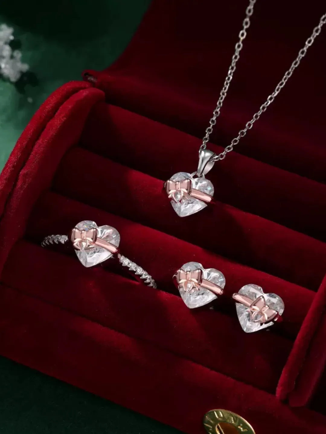 CZ HEART BOW JEWELRY