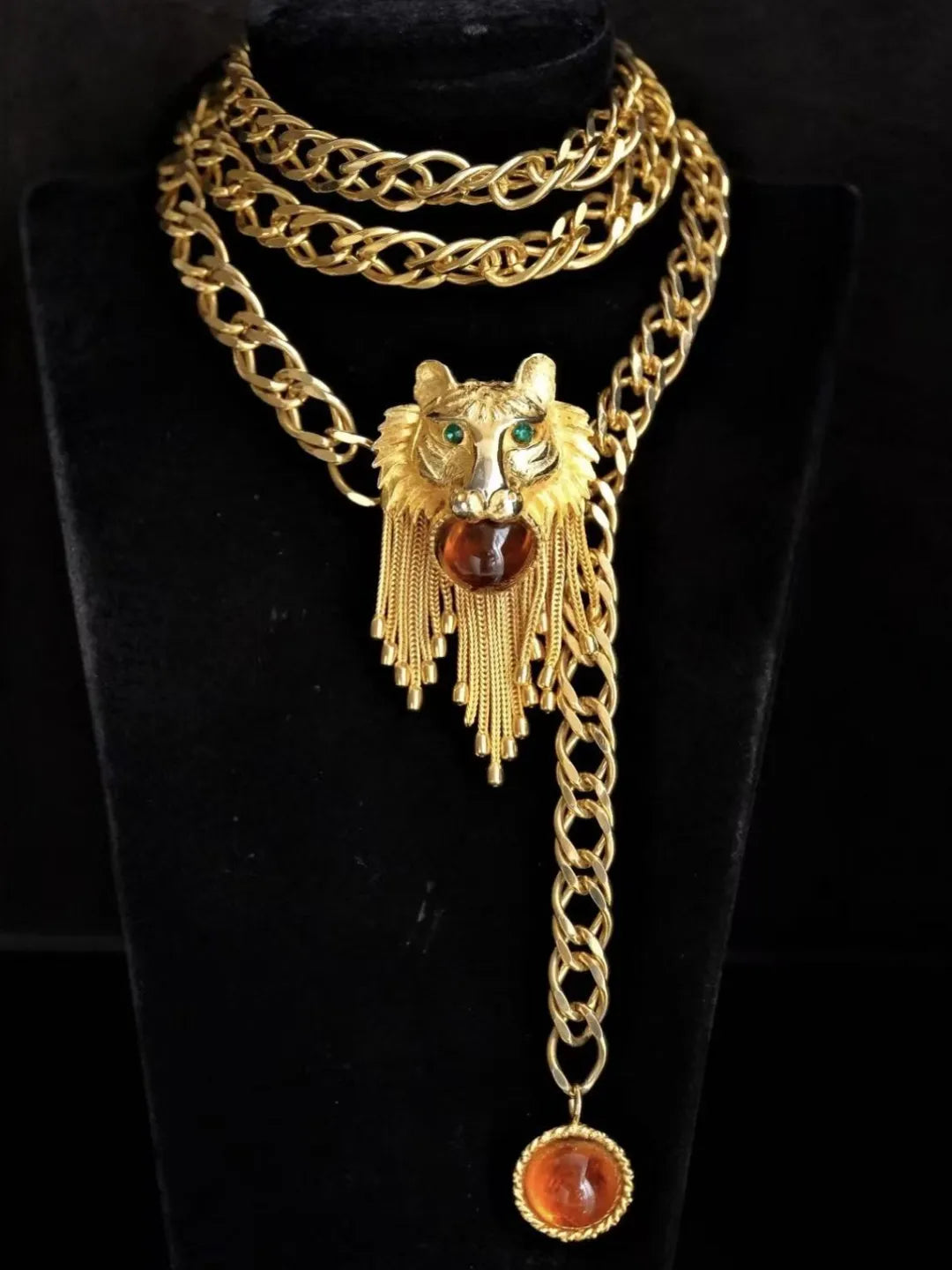 BAROQUE GLASS LION WAIST/NECK CHAIN