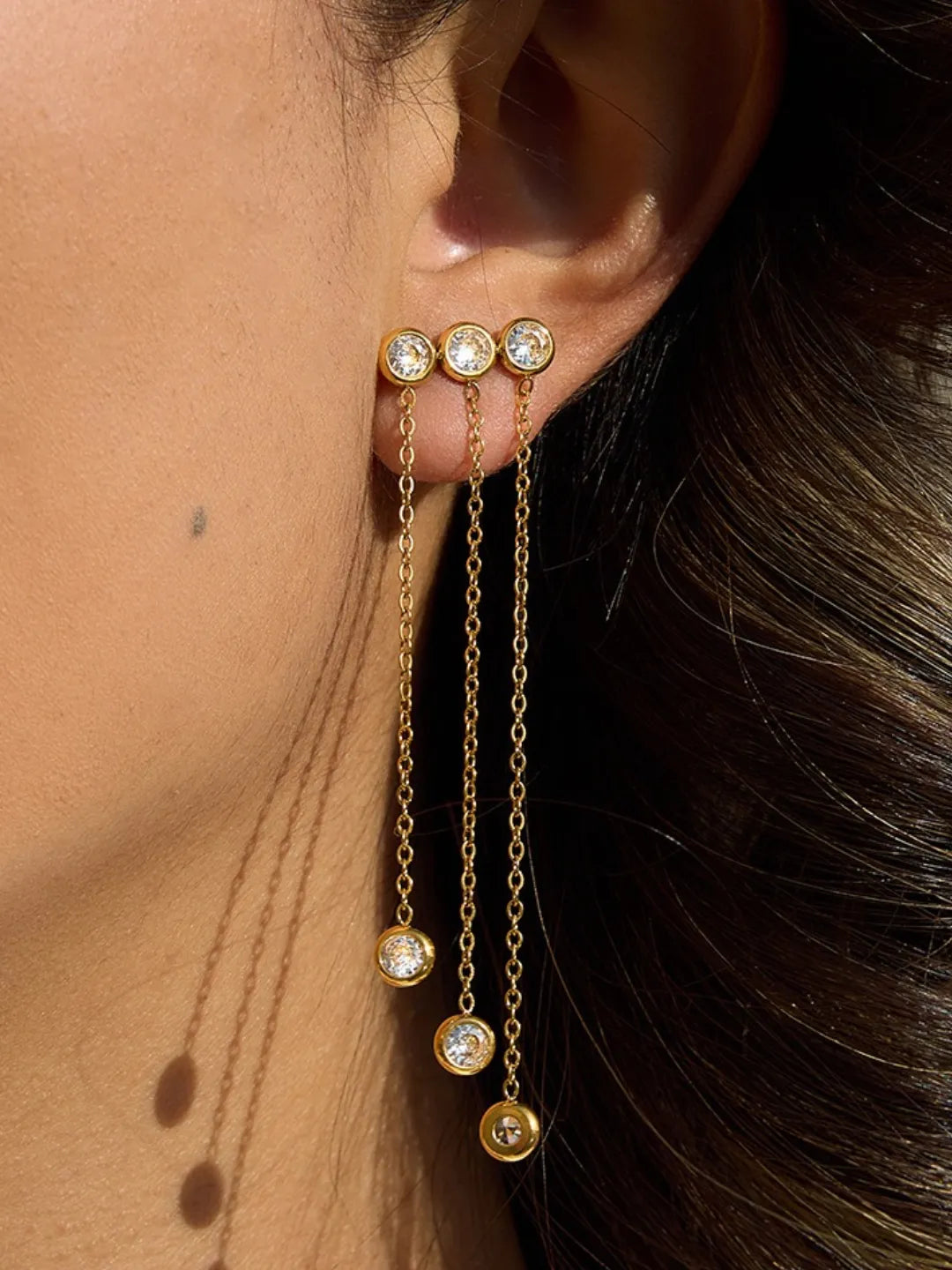 CZ TASSEL STUD EARRINGS