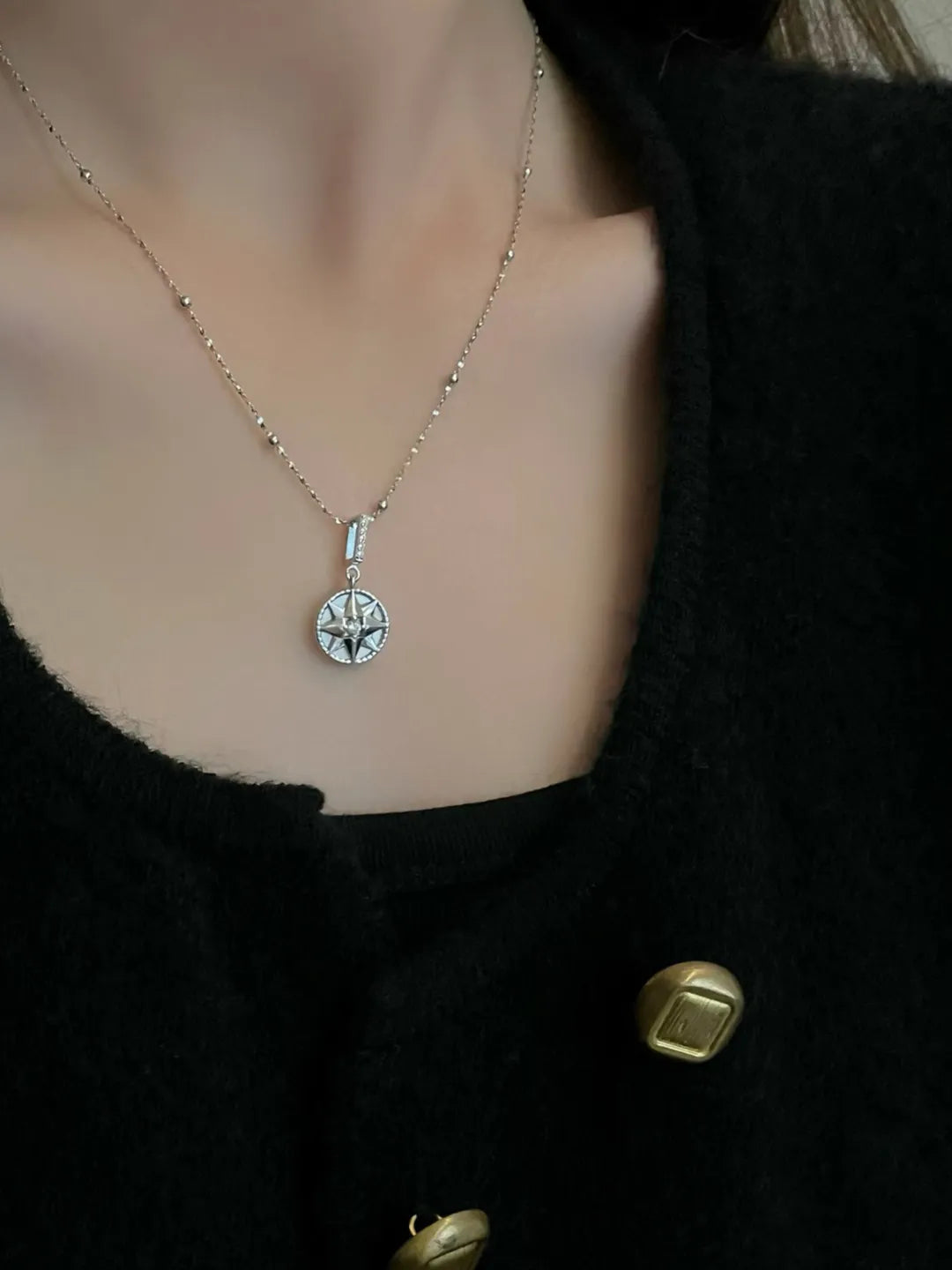 CZ COMPASS STAR PENDANT