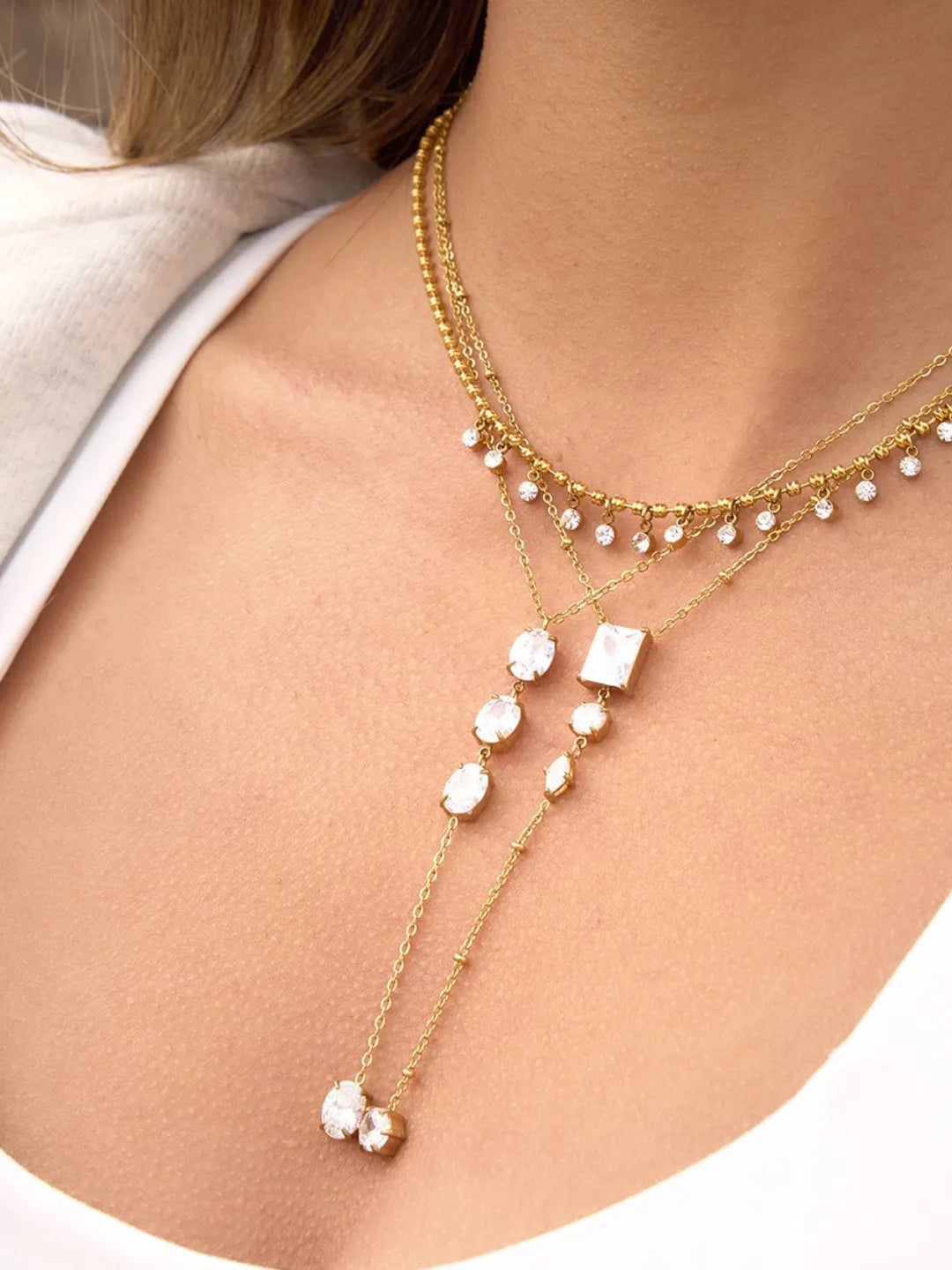 CZ TASSEL Y NECKLACE