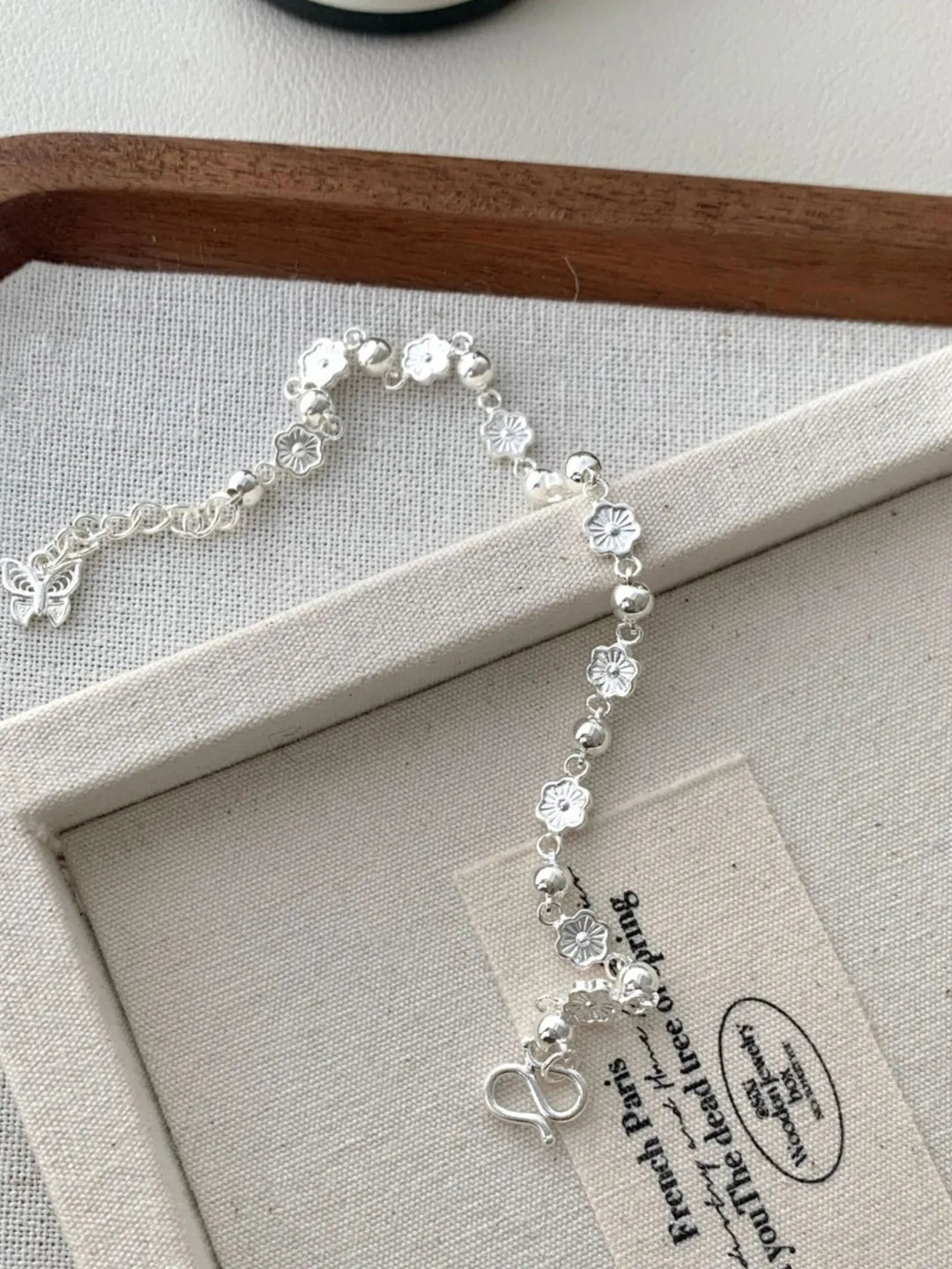 PEACH BLOOM SILVER BRACELET