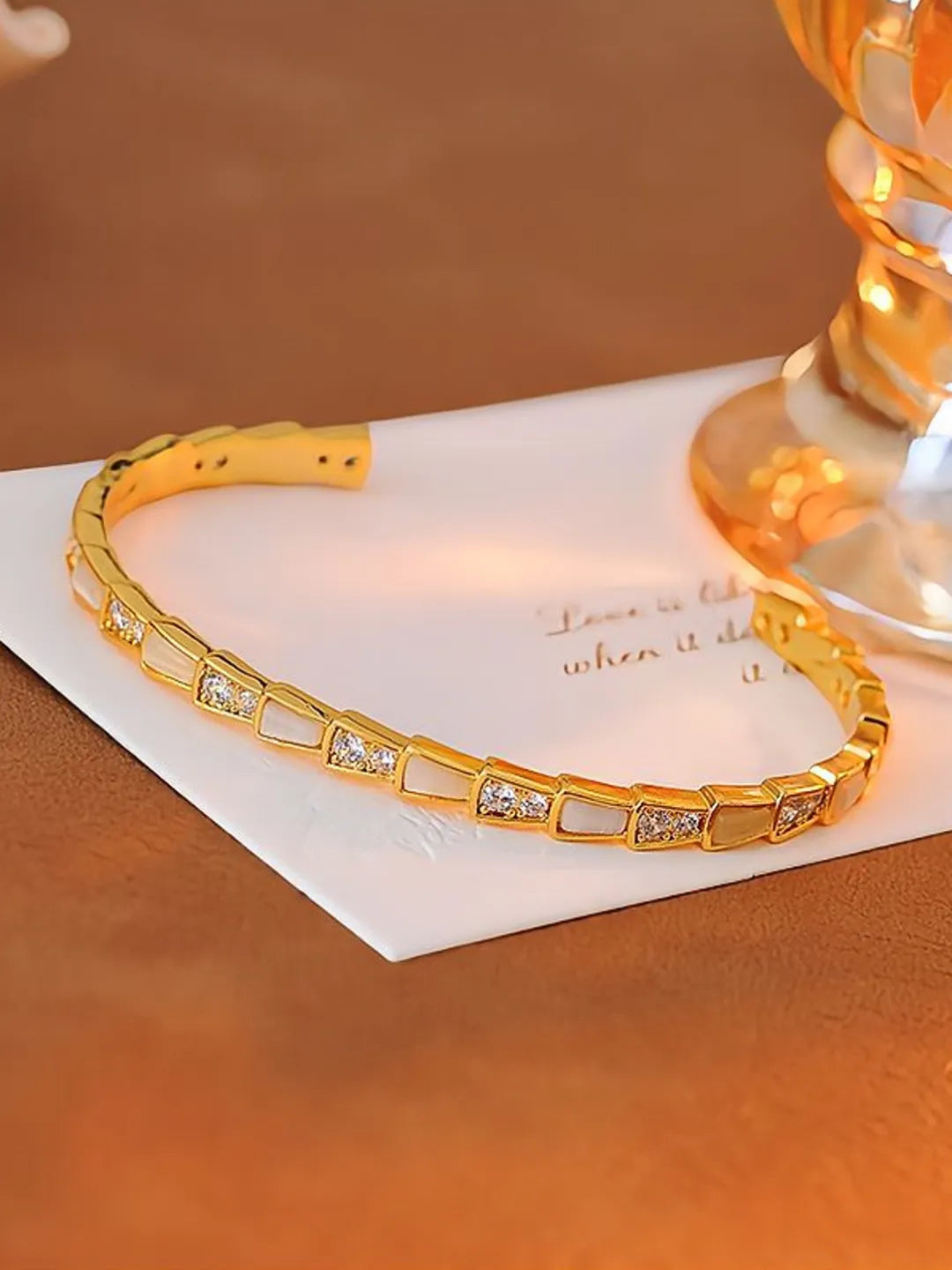 CAT’S EYE ZIRCON BAMBOO BANGLE