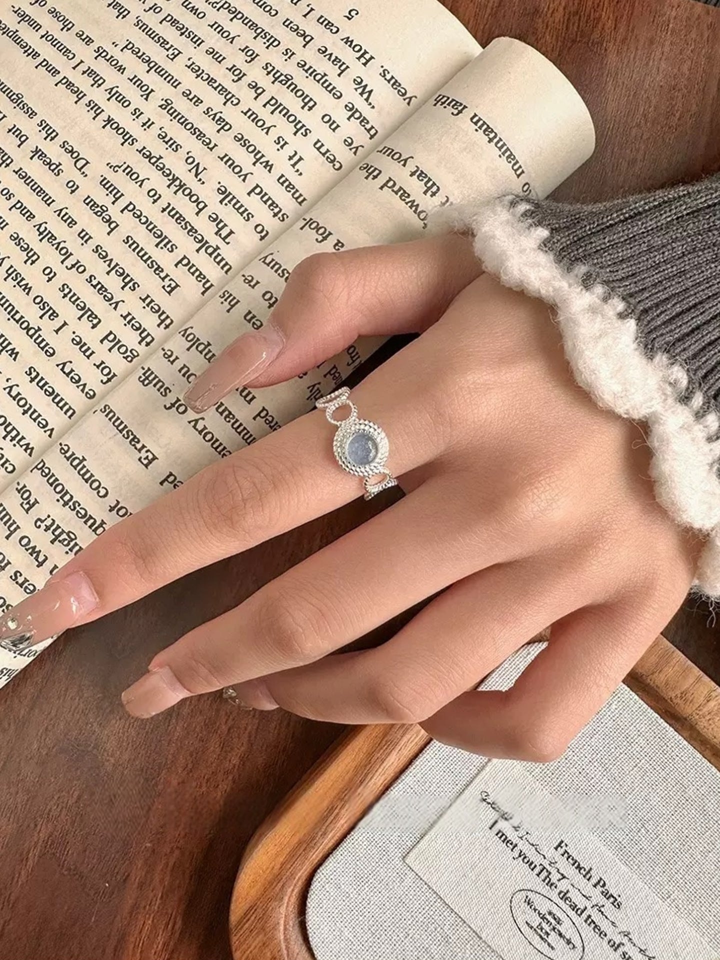 AQUAMARINE TWISTED RING