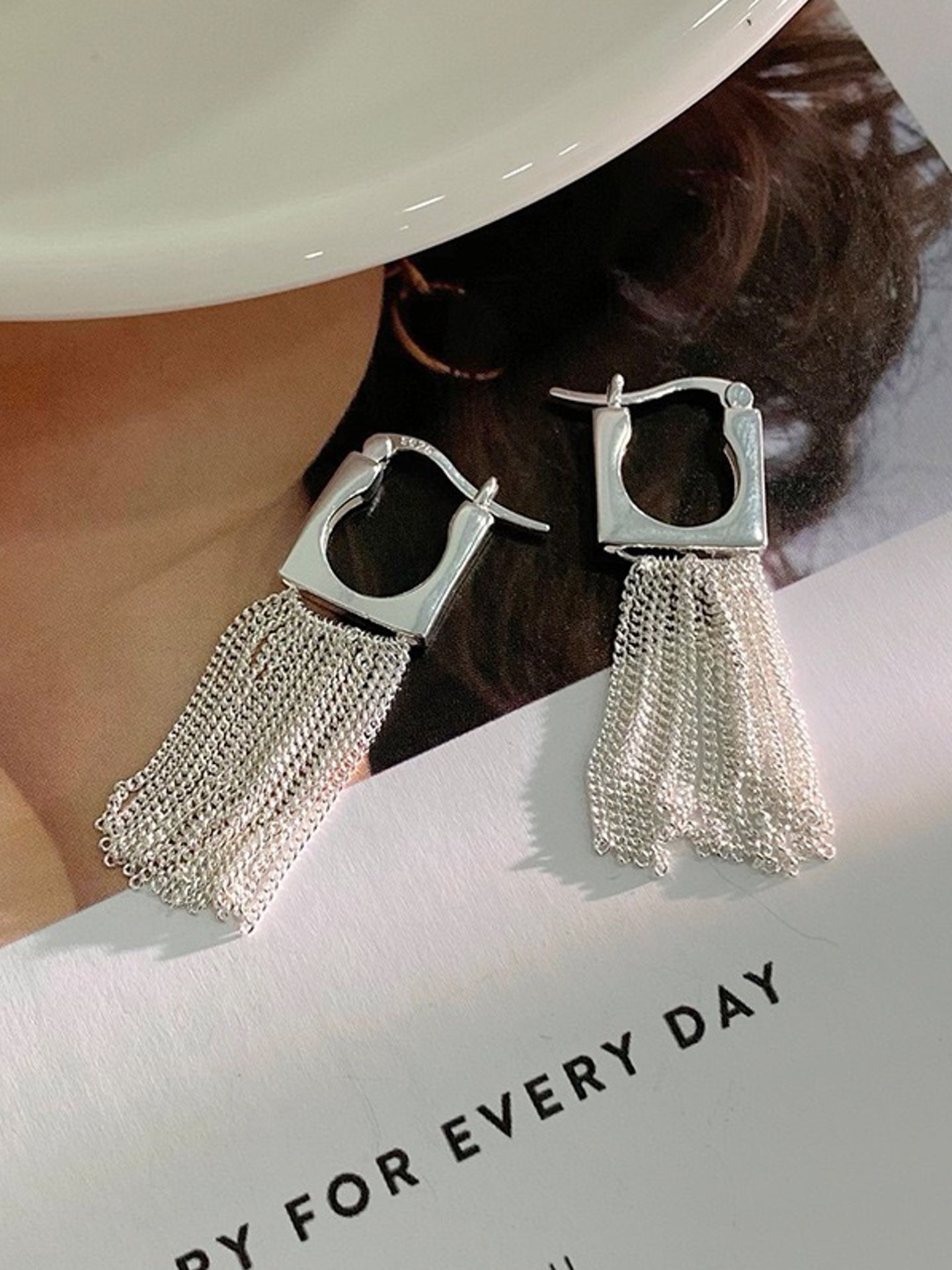 RECTANGLE TASSEL EARRINGS