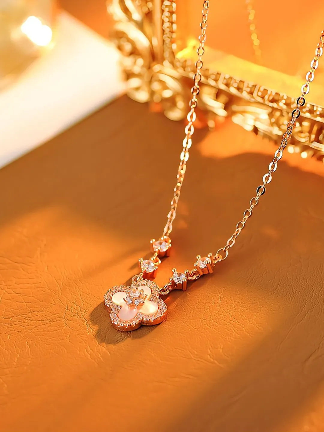 PINK CLOVER NECKLACE