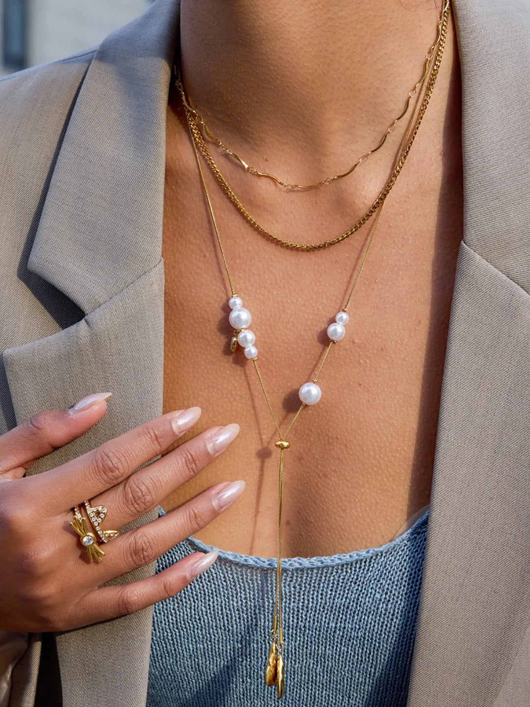 FAUX PEARL TASSEL NECKLACE