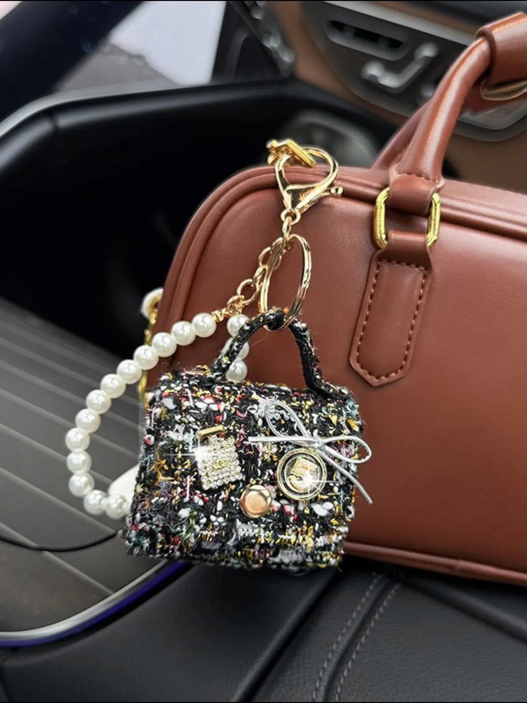 RIBBON WEAVE BAG CHARM