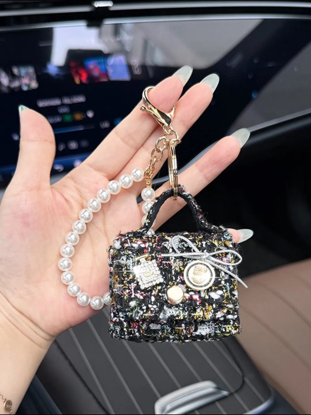 RIBBON WEAVE BAG CHARM