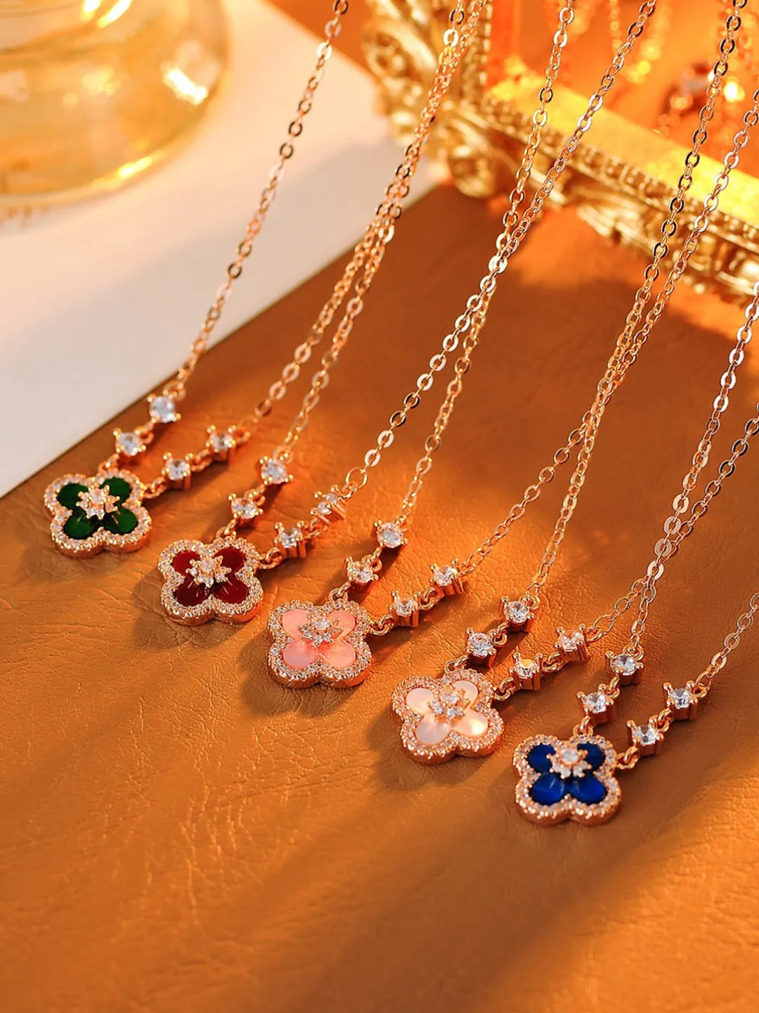 PINK CLOVER NECKLACE