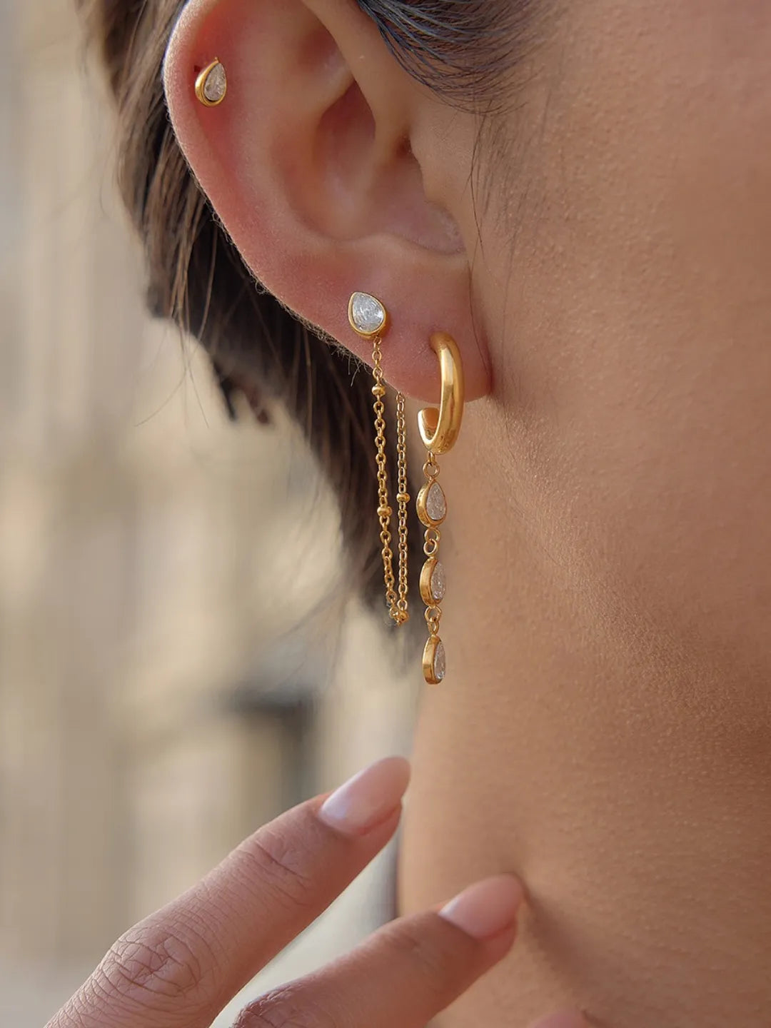 CZ TASSEL EARRINGS SET
