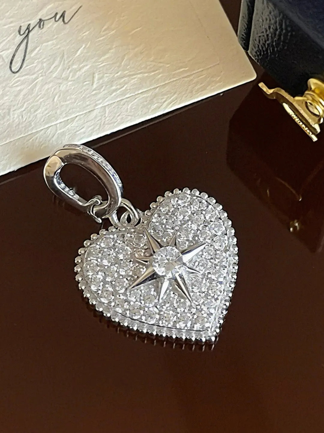 PAVE STAR HEART PENDANT