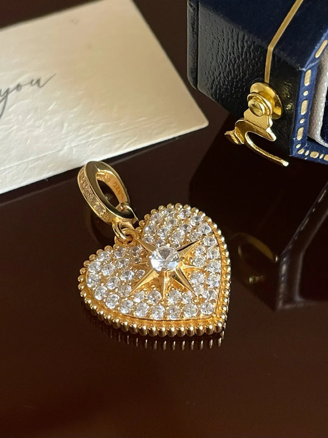 PAVE STAR HEART PENDANT