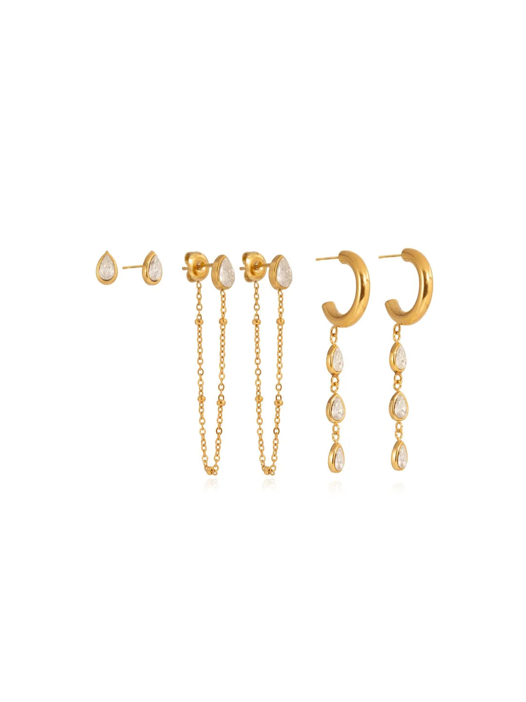 CZ TASSEL EARRINGS SET