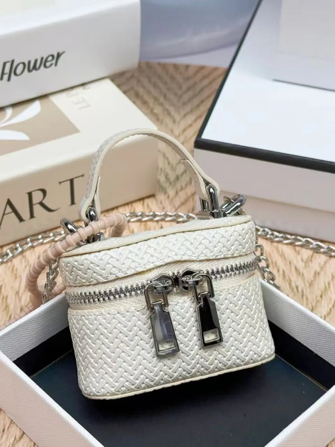 IVORY DOUBLE ZIP BAG