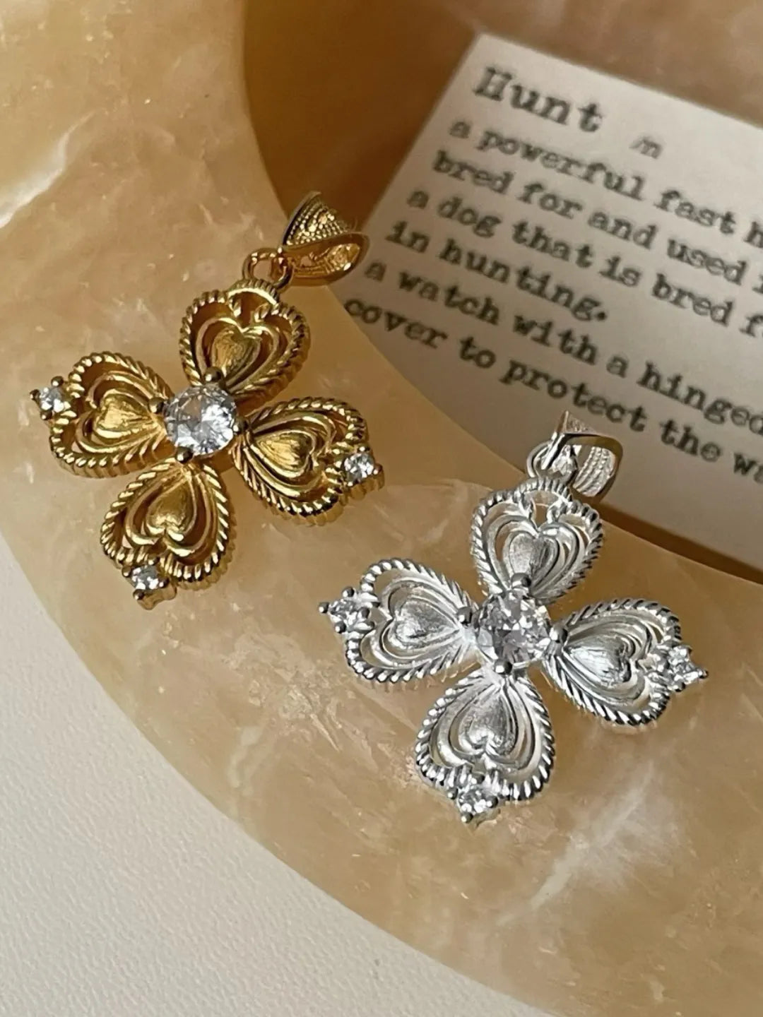 PAVE CLOVER HEART PENDANT