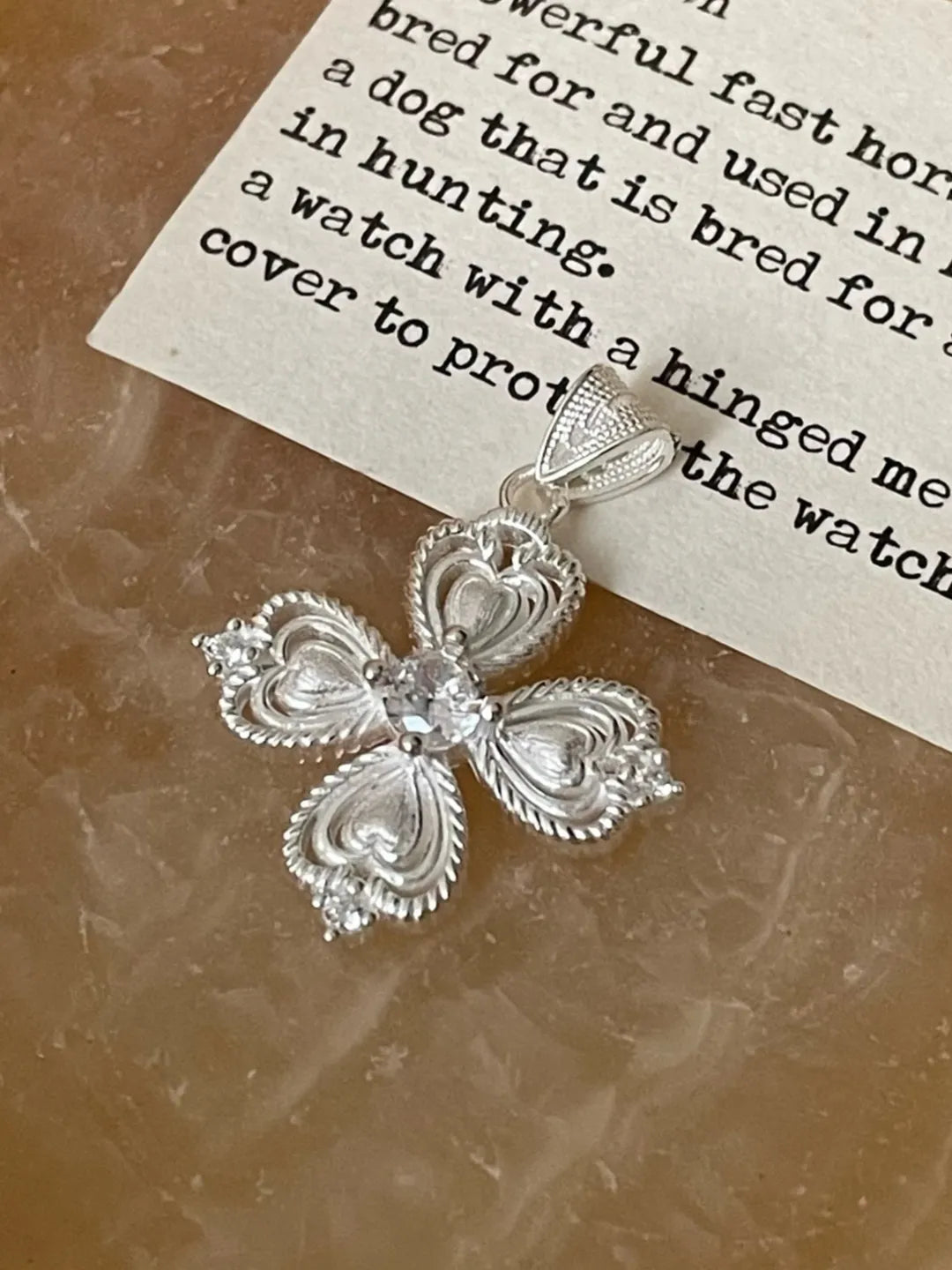 PAVE CLOVER HEART PENDANT