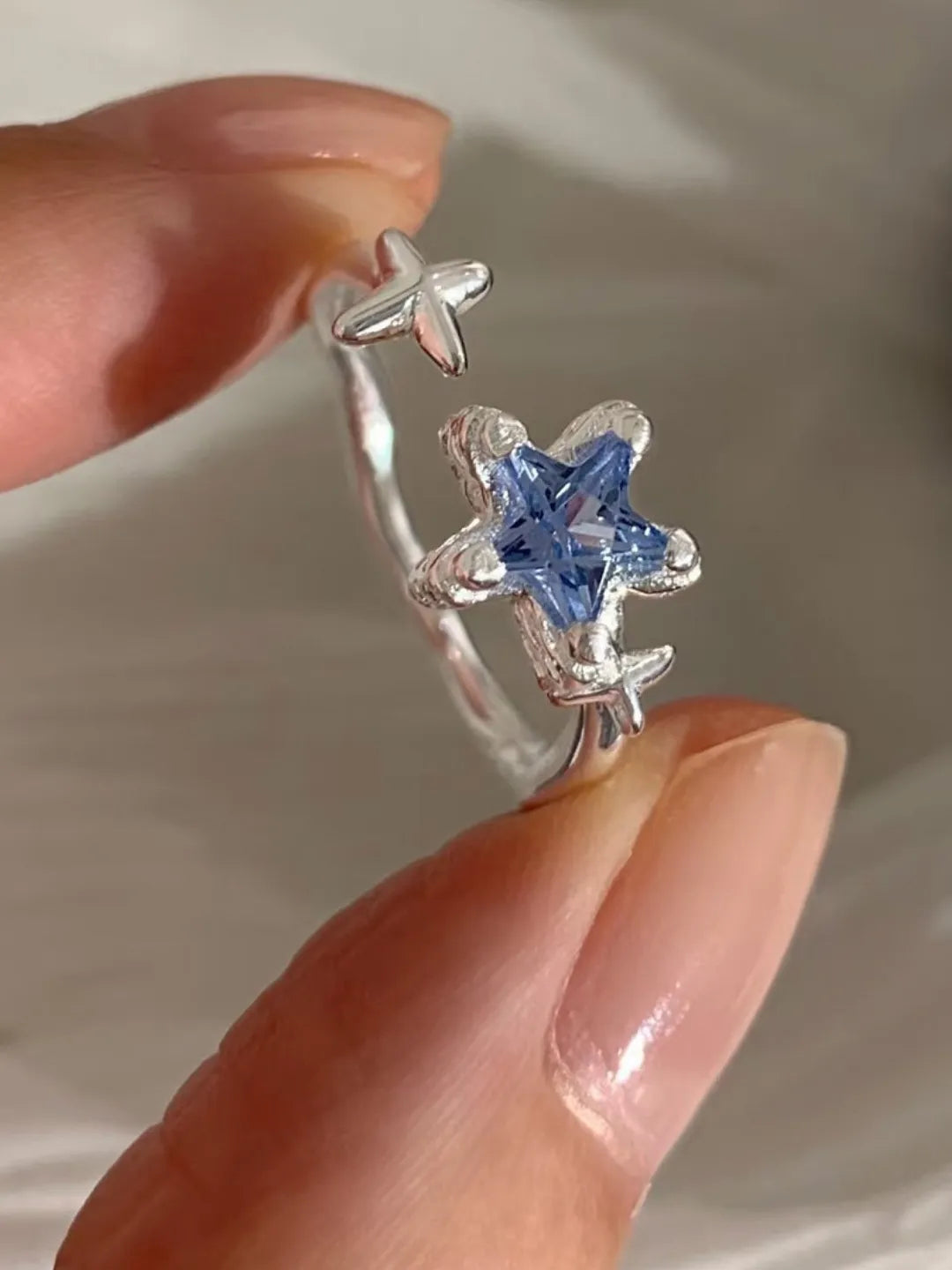 BLUE STAR SILVER RING