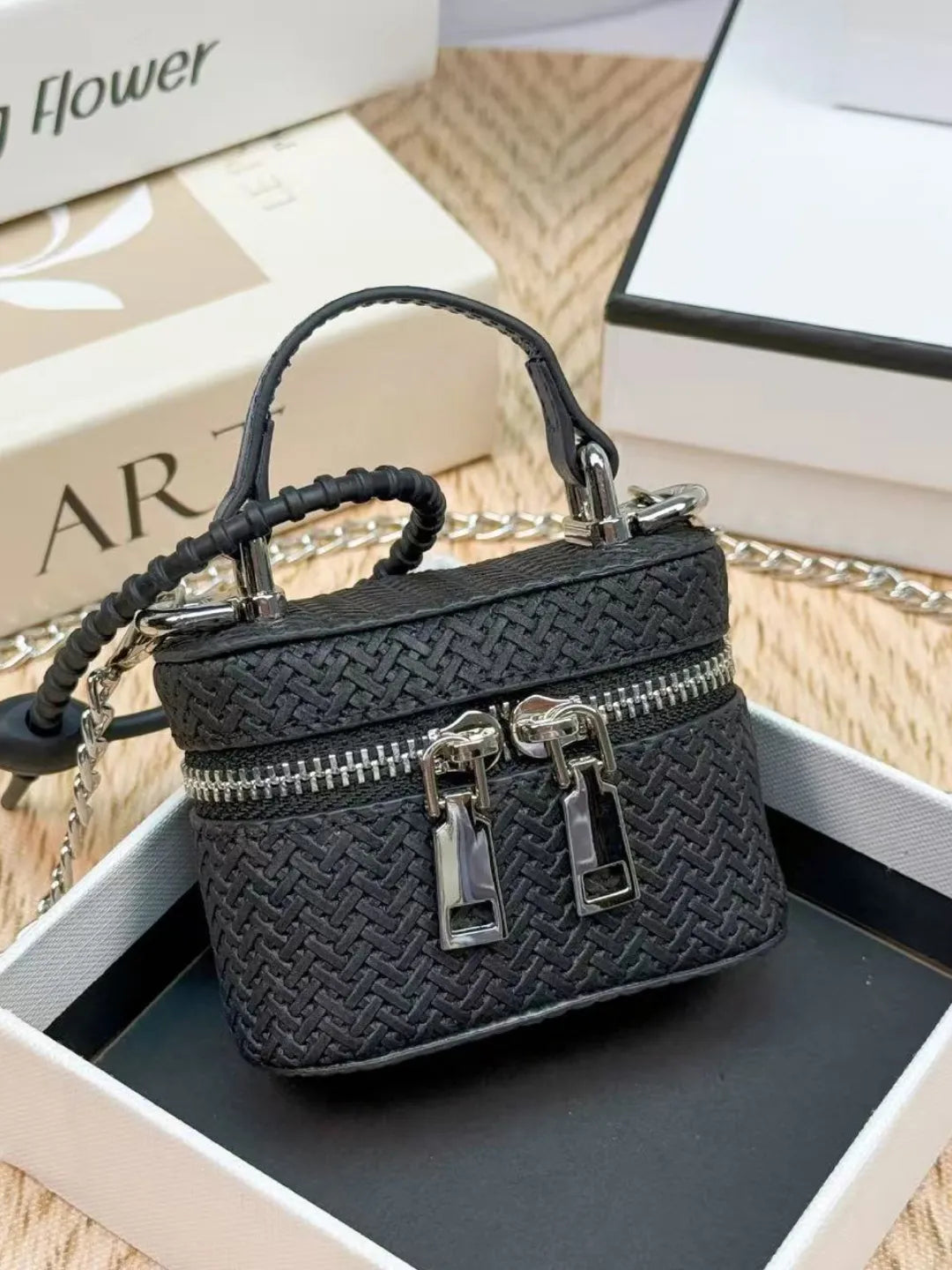 IVORY DOUBLE ZIP BAG