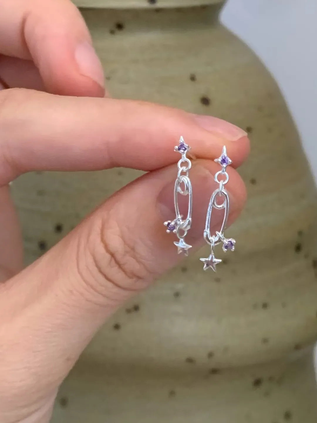 PURPLE PAPERCLIP STUDS