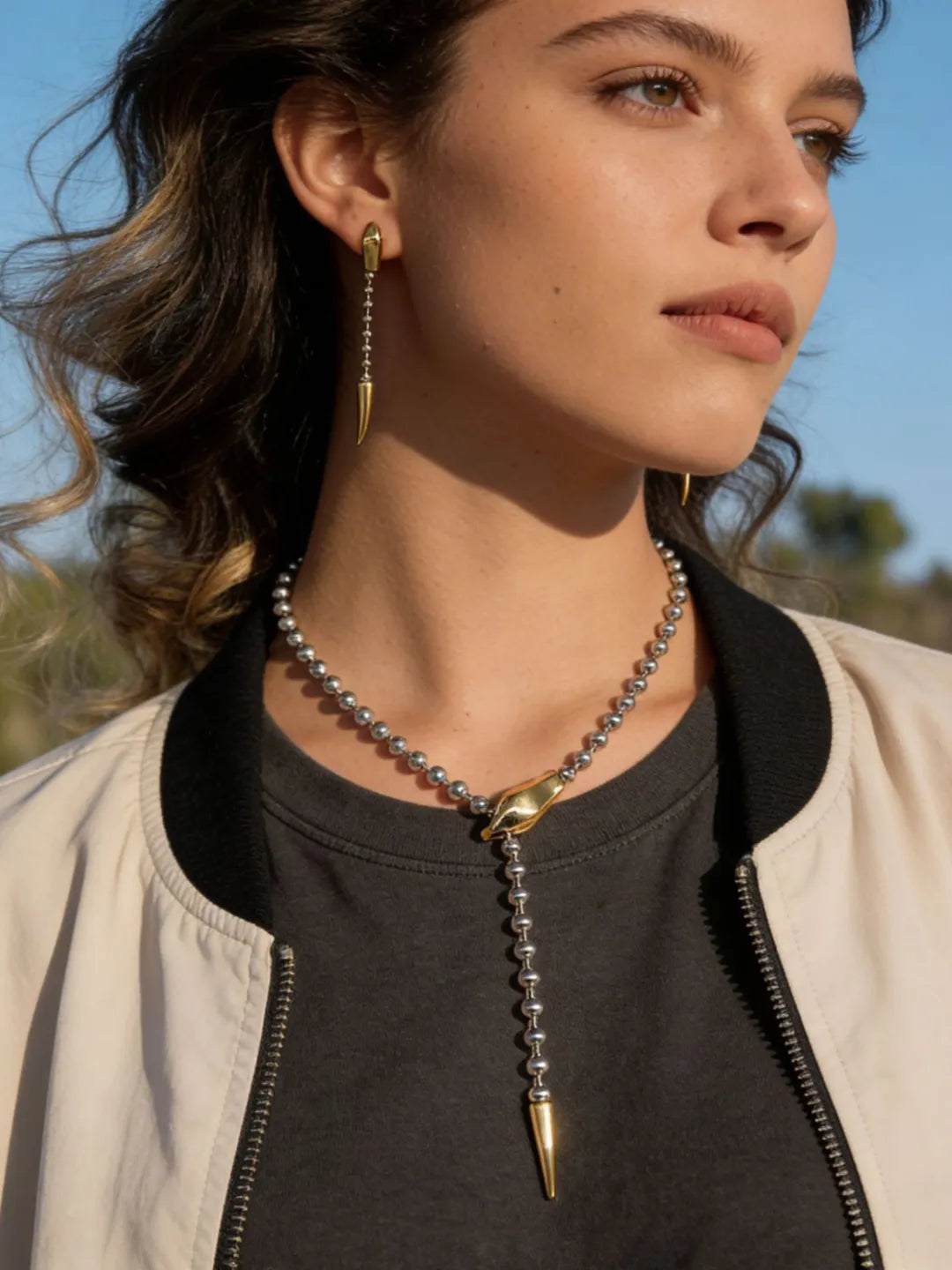 TWO-TONE SNAKE CHAIN Y SET