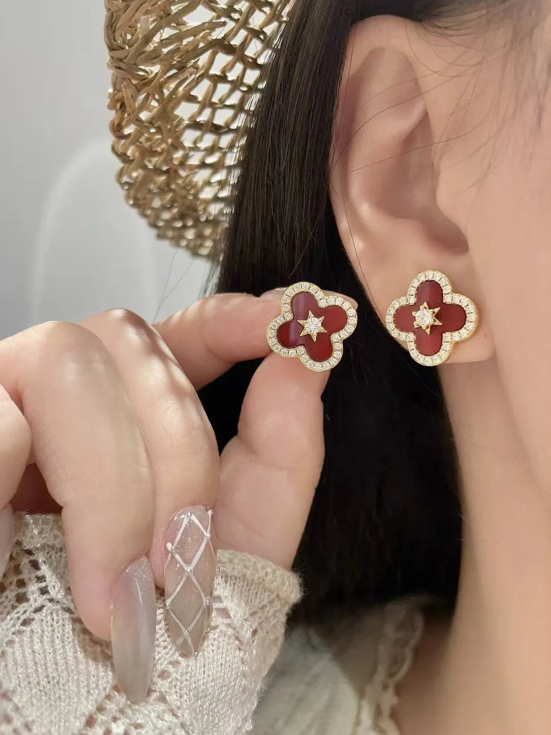 STAR CLOVER RED SILVER JEWELRY