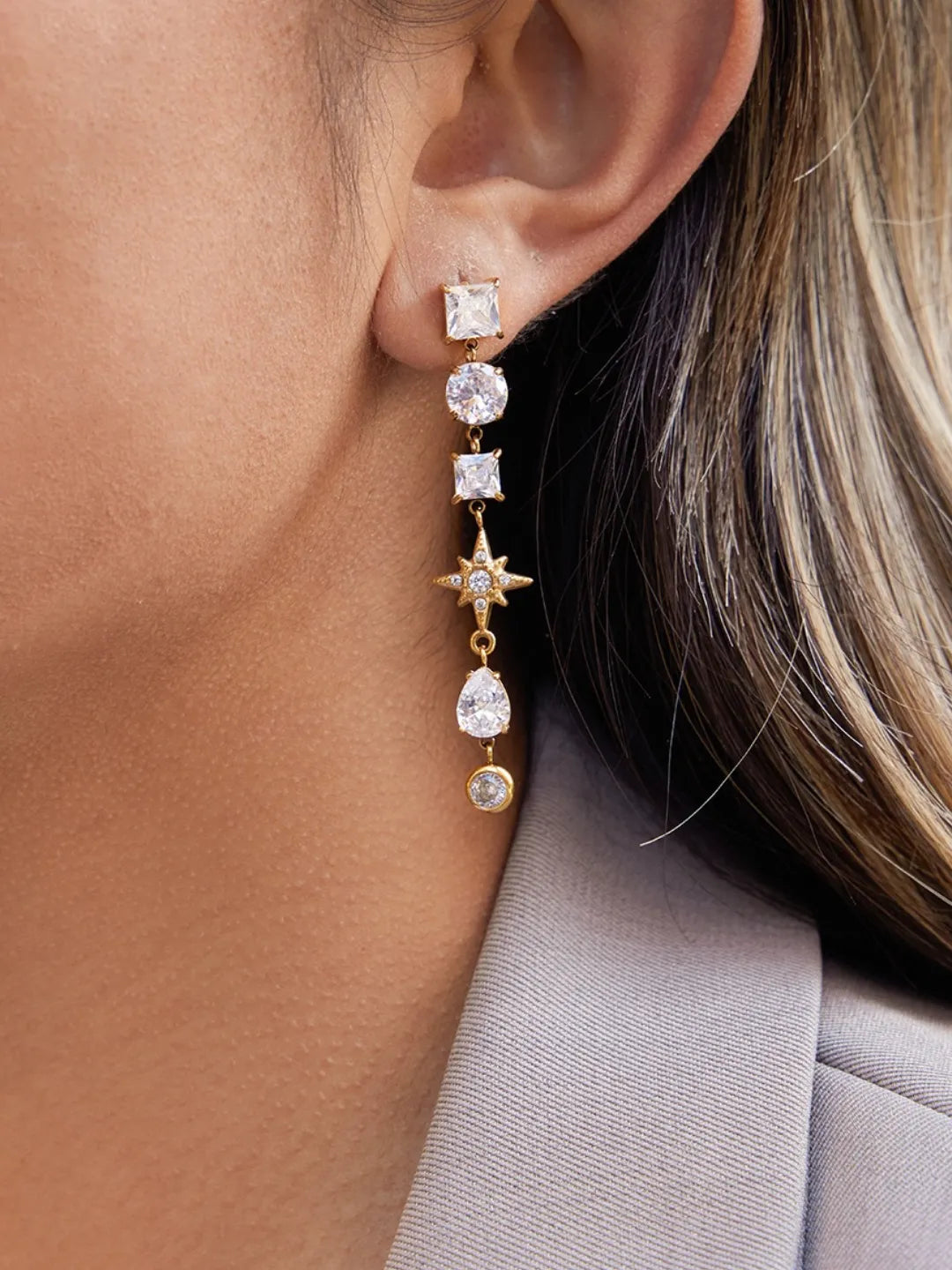 CZ TASSEL DROP EARRINGS