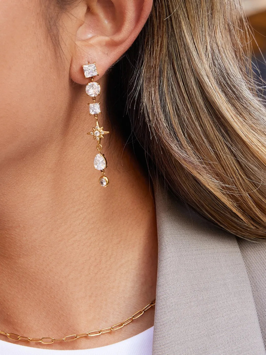 CZ TASSEL DROP EARRINGS