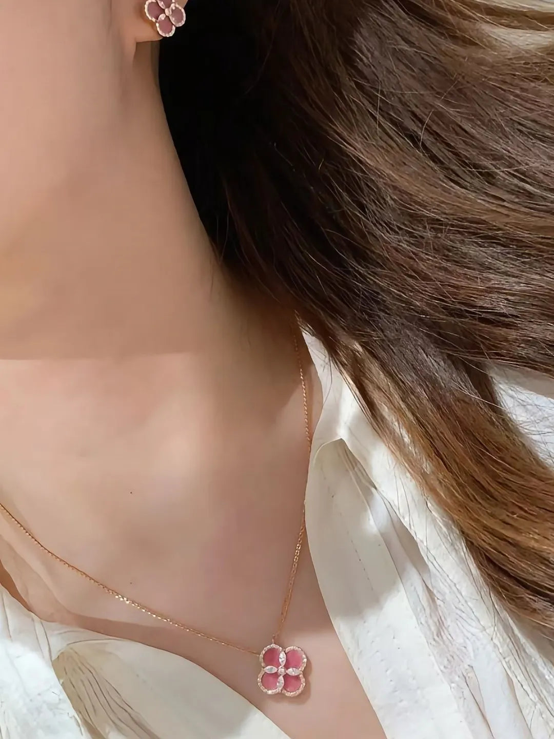 ROSE QUARTZ CLOVER JEWELRY