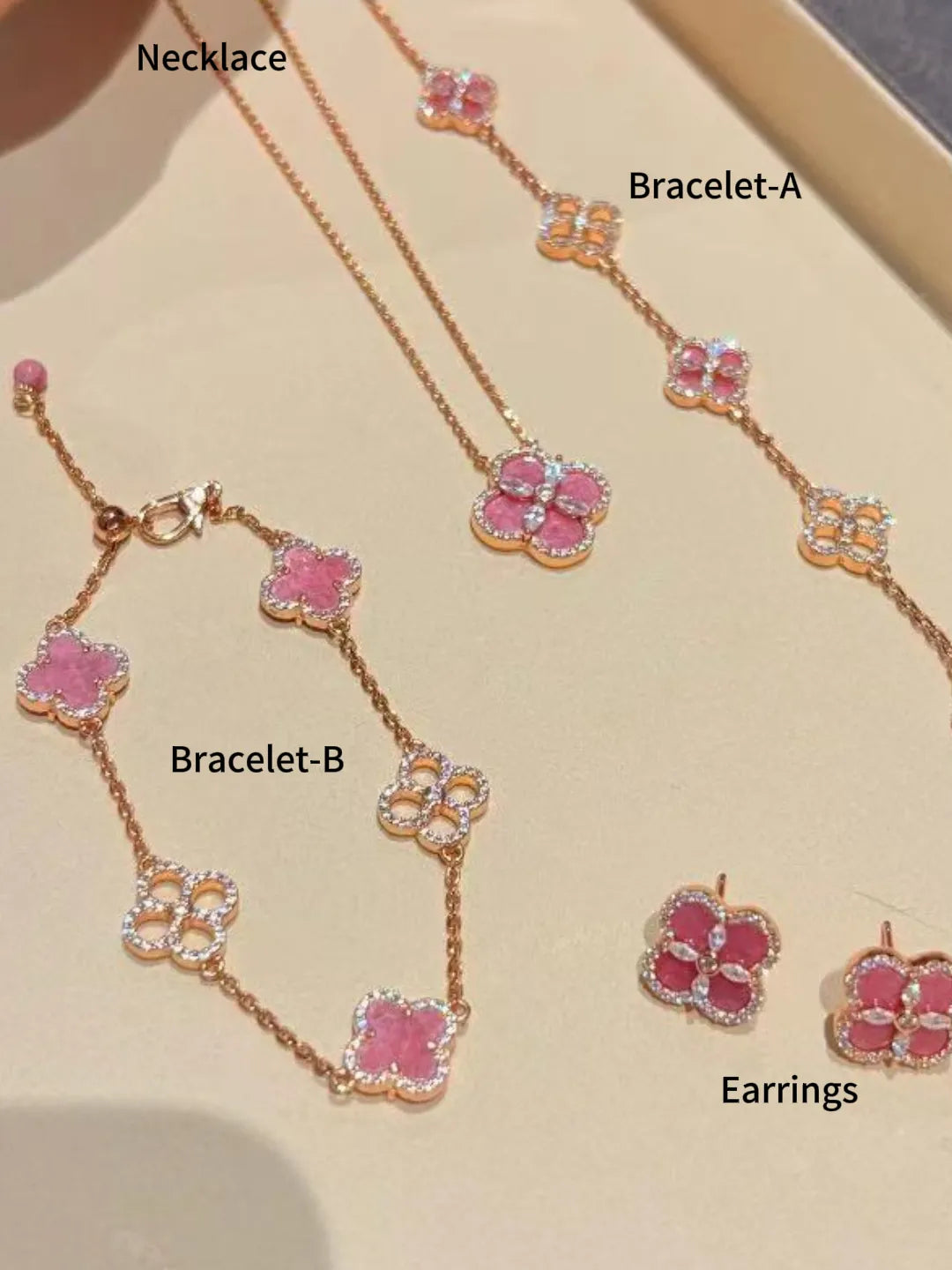 ROSE QUARTZ CLOVER JEWELRY