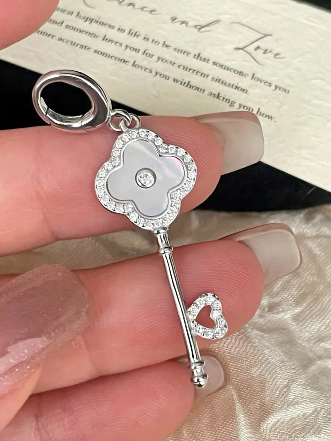 PAVE CLOVER KEY PENDANT