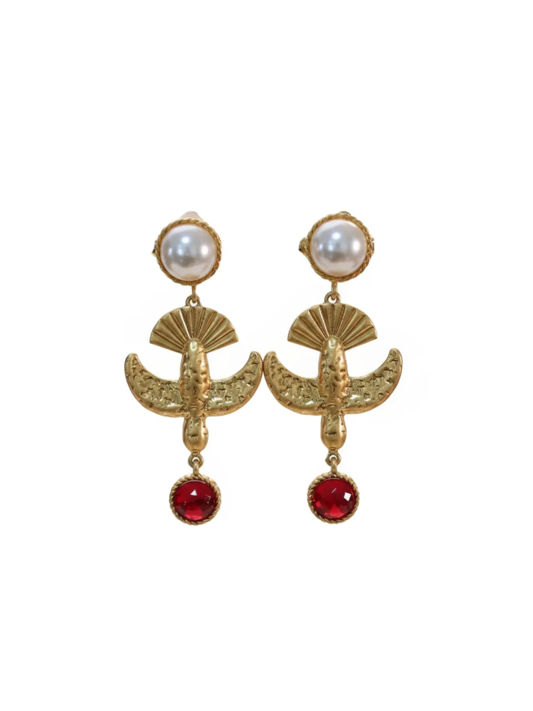 VINTAGE GLASS & PEARL EARRINGS