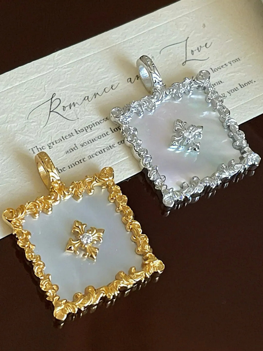 MOP CROSS FLOWER PENDANT