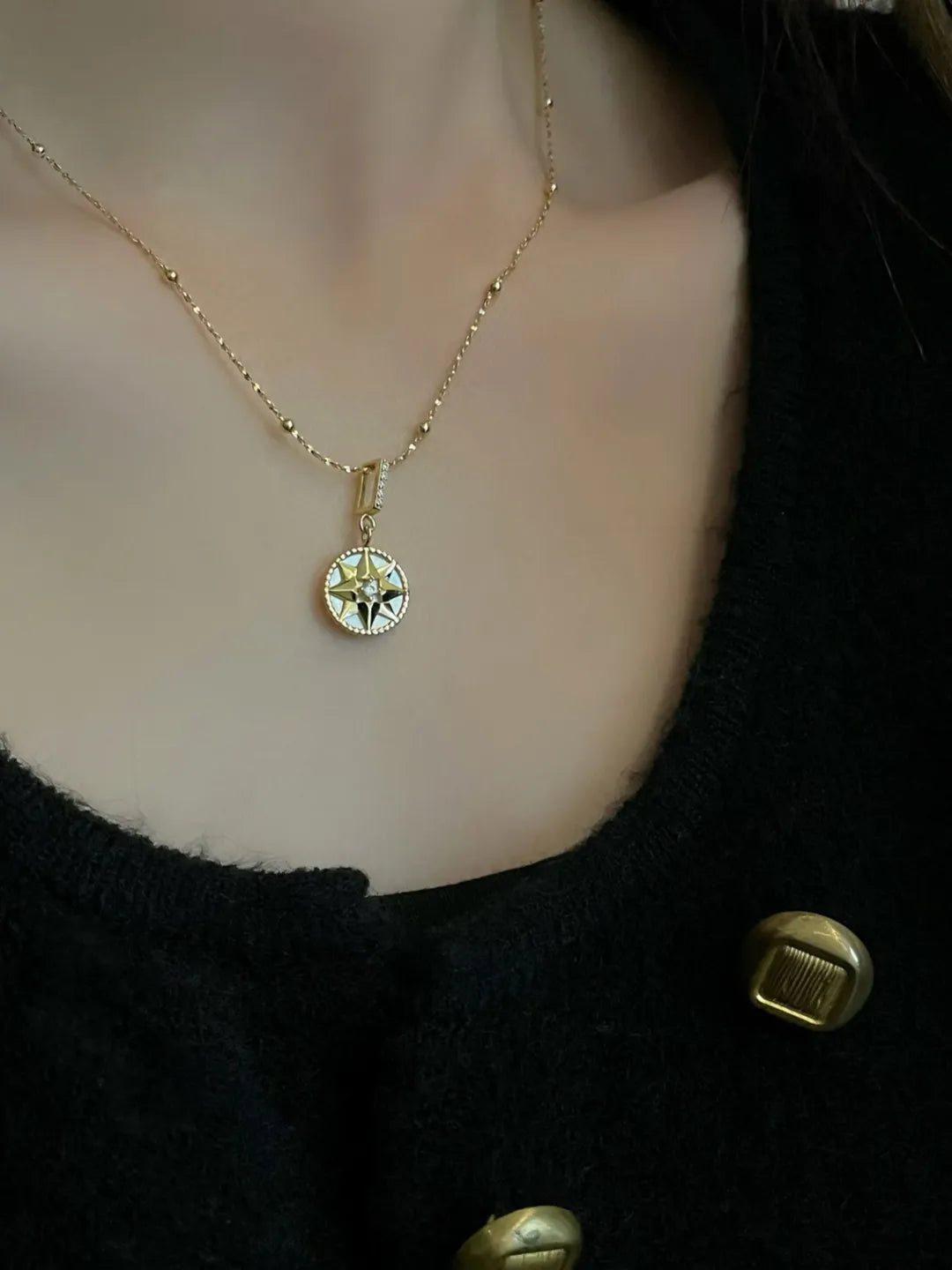 CZ COMPASS STAR PENDANT