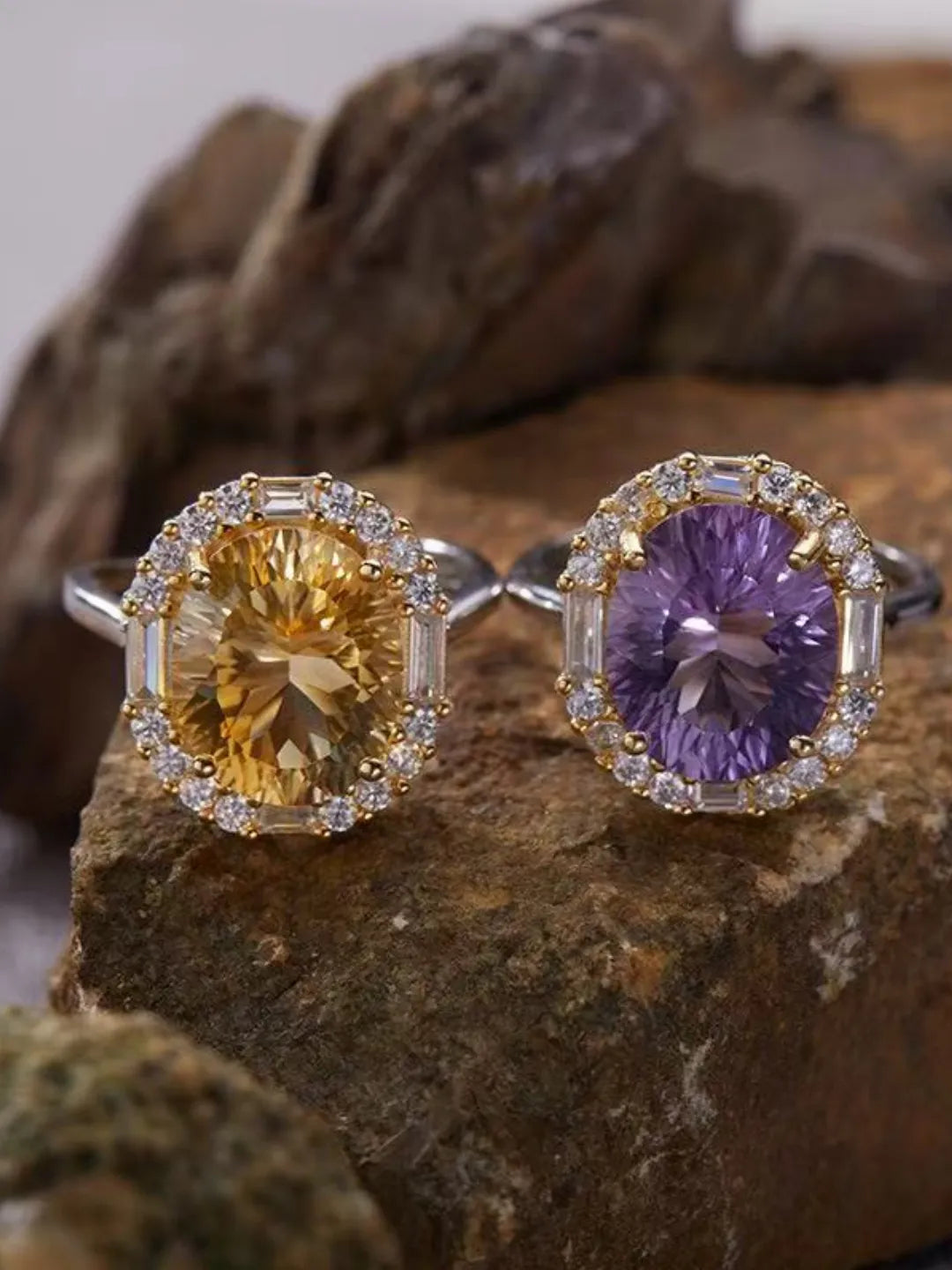 LARGE CRYSTAL SILVER RING