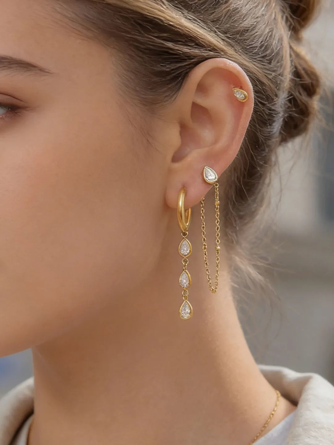 CZ TASSEL EARRINGS SET