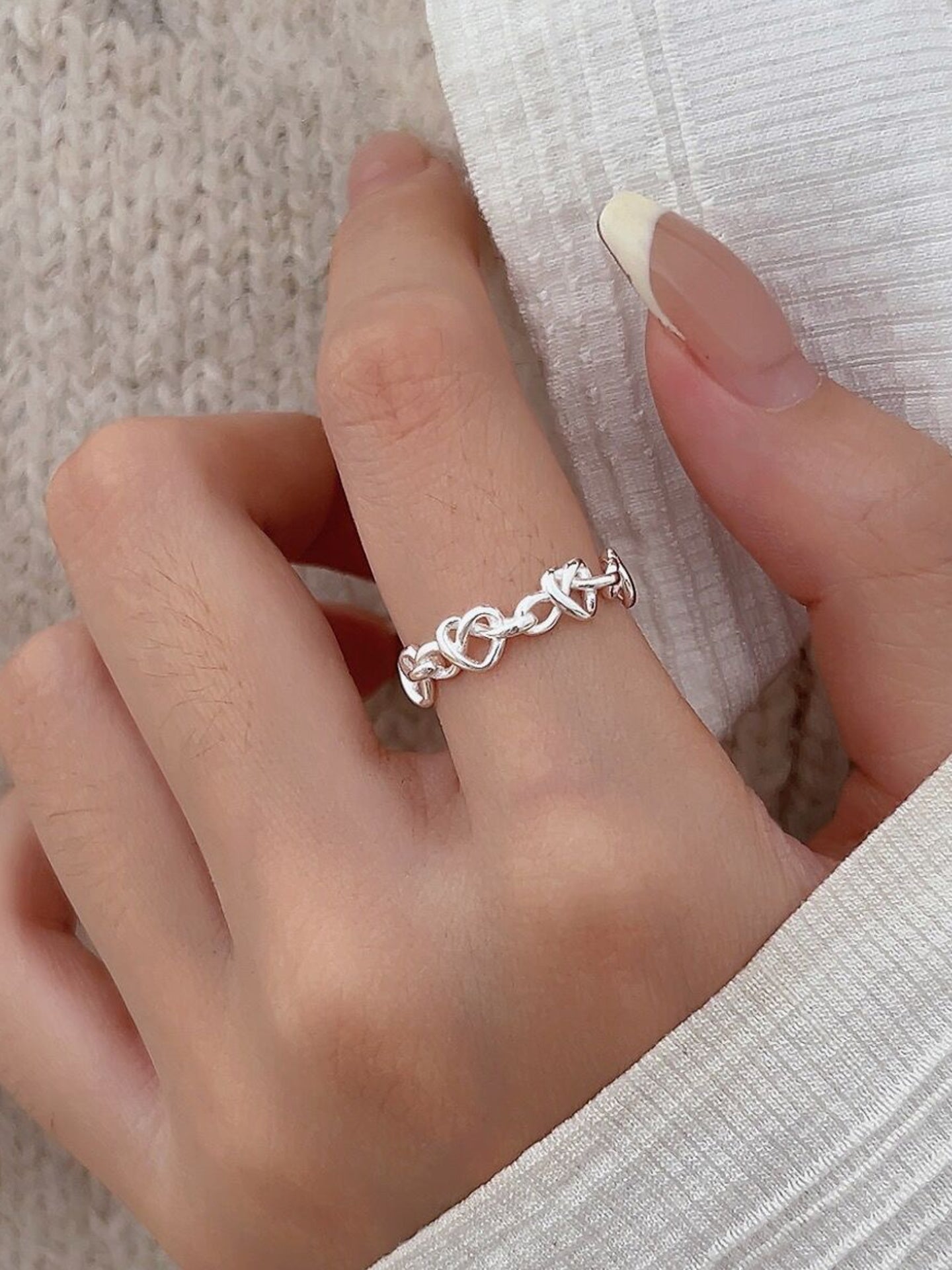 OPENWORK HEART SILVER RING