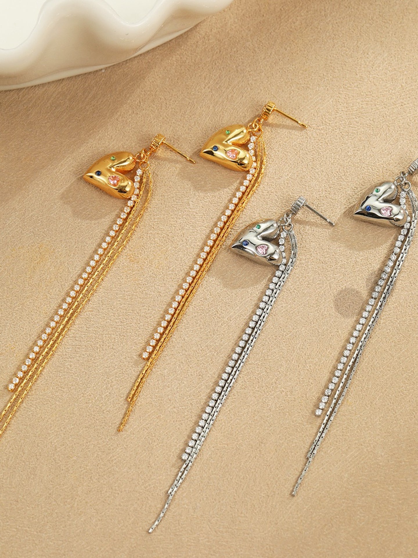 HEART TASSEL EARRINGS