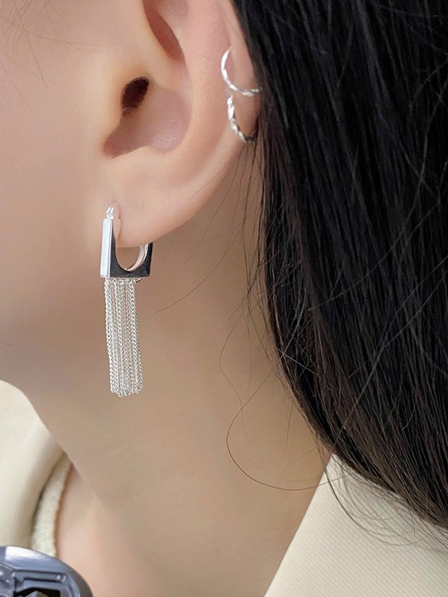 RECTANGLE TASSEL EARRINGS